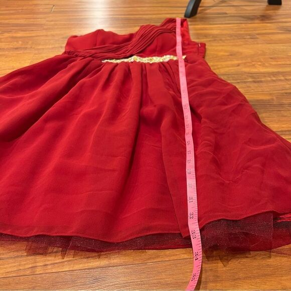 Minuet One shoulder red and gold cocktail dress - Picture 5 of 7